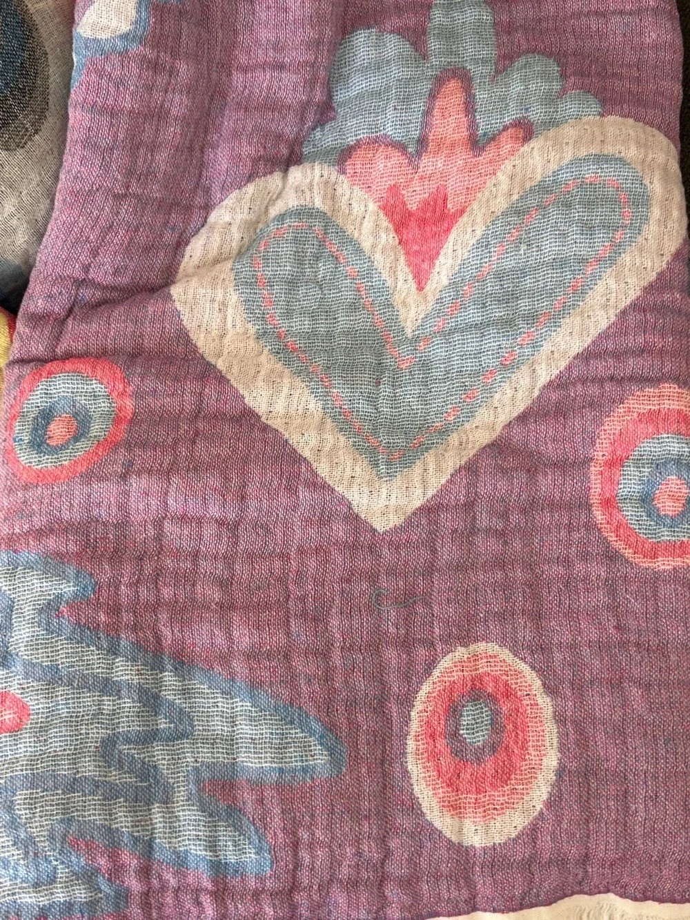 Dorm Colorful Heart Woven Throw Blanket Towel Curtain Home Decor NEW 44 x 74
